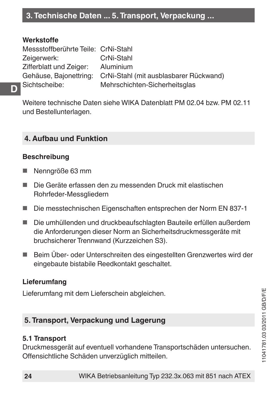 WIKA PGS23.063 User Manual | Page 24 / 56
