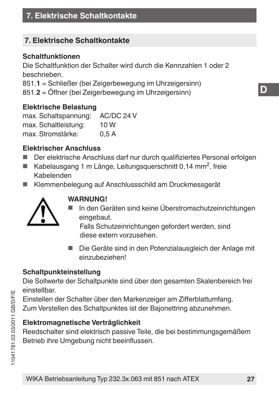 WIKA PGS23.063 User Manual | Page 27 / 56