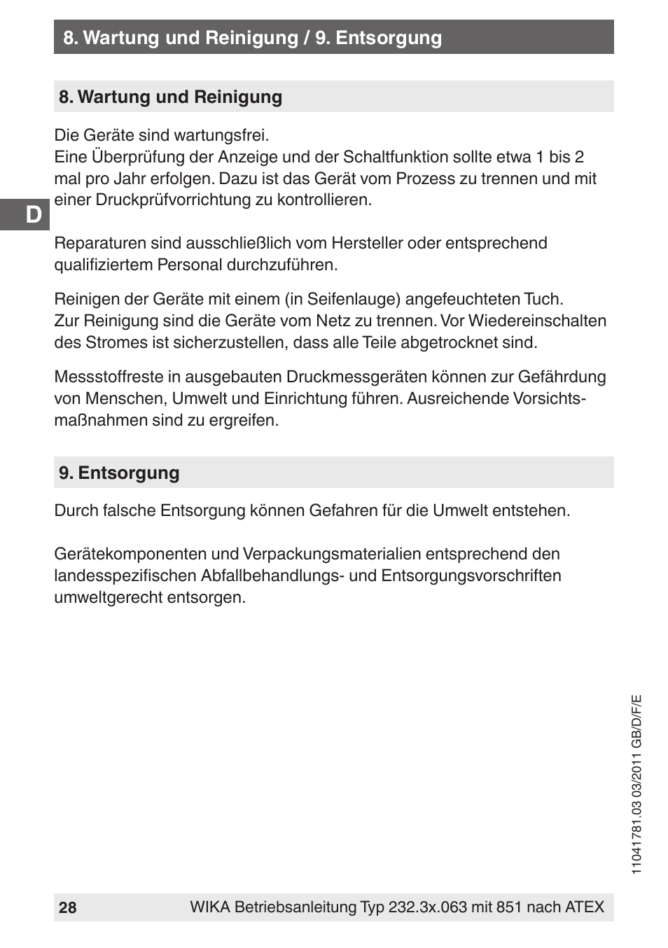 WIKA PGS23.063 User Manual | Page 28 / 56