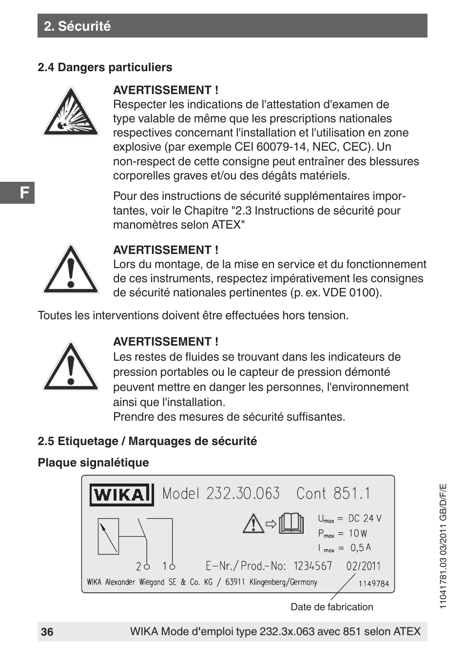 WIKA PGS23.063 User Manual | Page 36 / 56