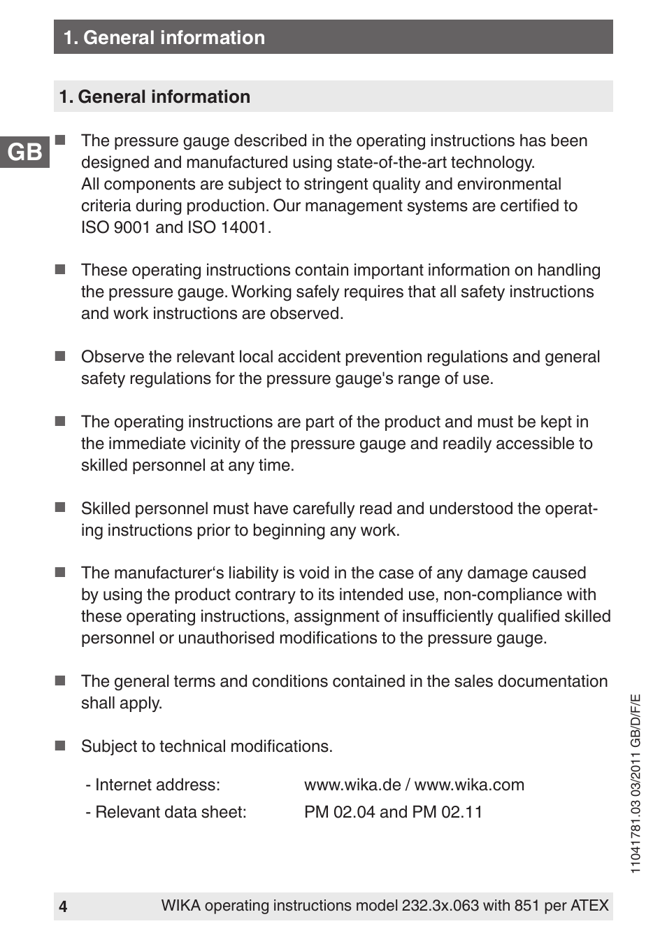 General information | WIKA PGS23.063 User Manual | Page 4 / 56