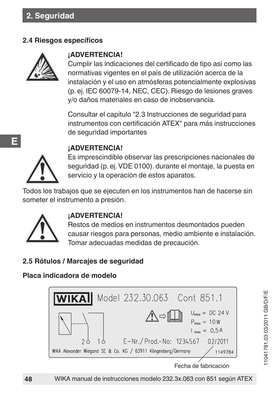 WIKA PGS23.063 User Manual | Page 48 / 56