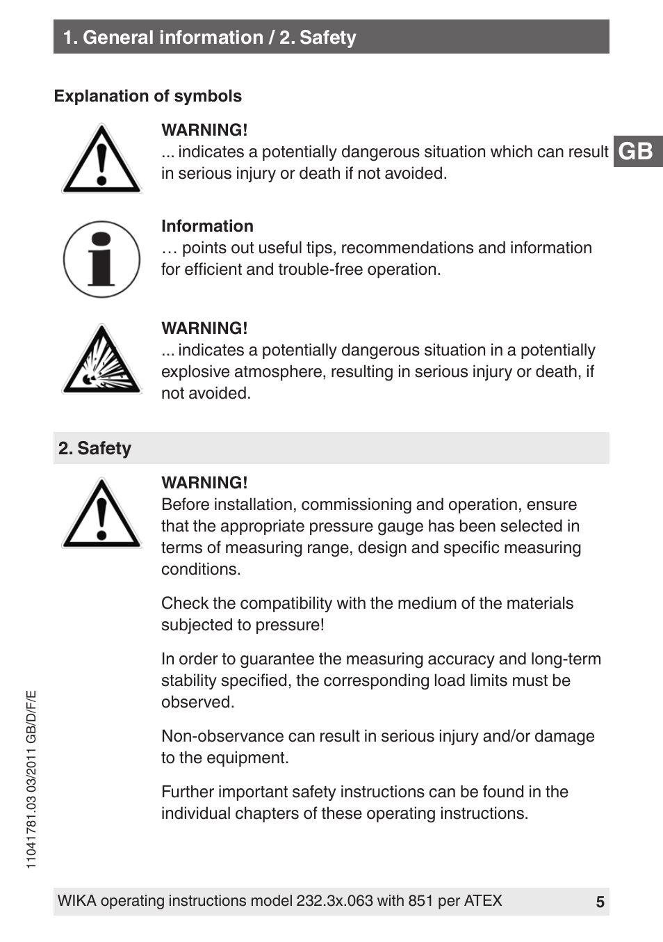 WIKA PGS23.063 User Manual | Page 5 / 56