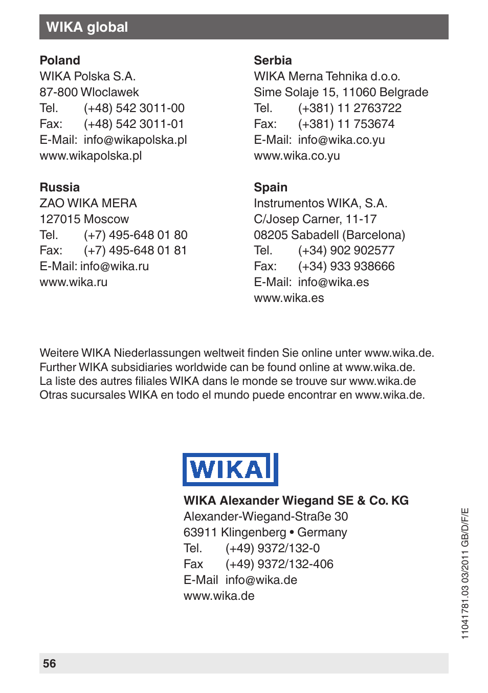 WIKA PGS23.063 User Manual | Page 56 / 56