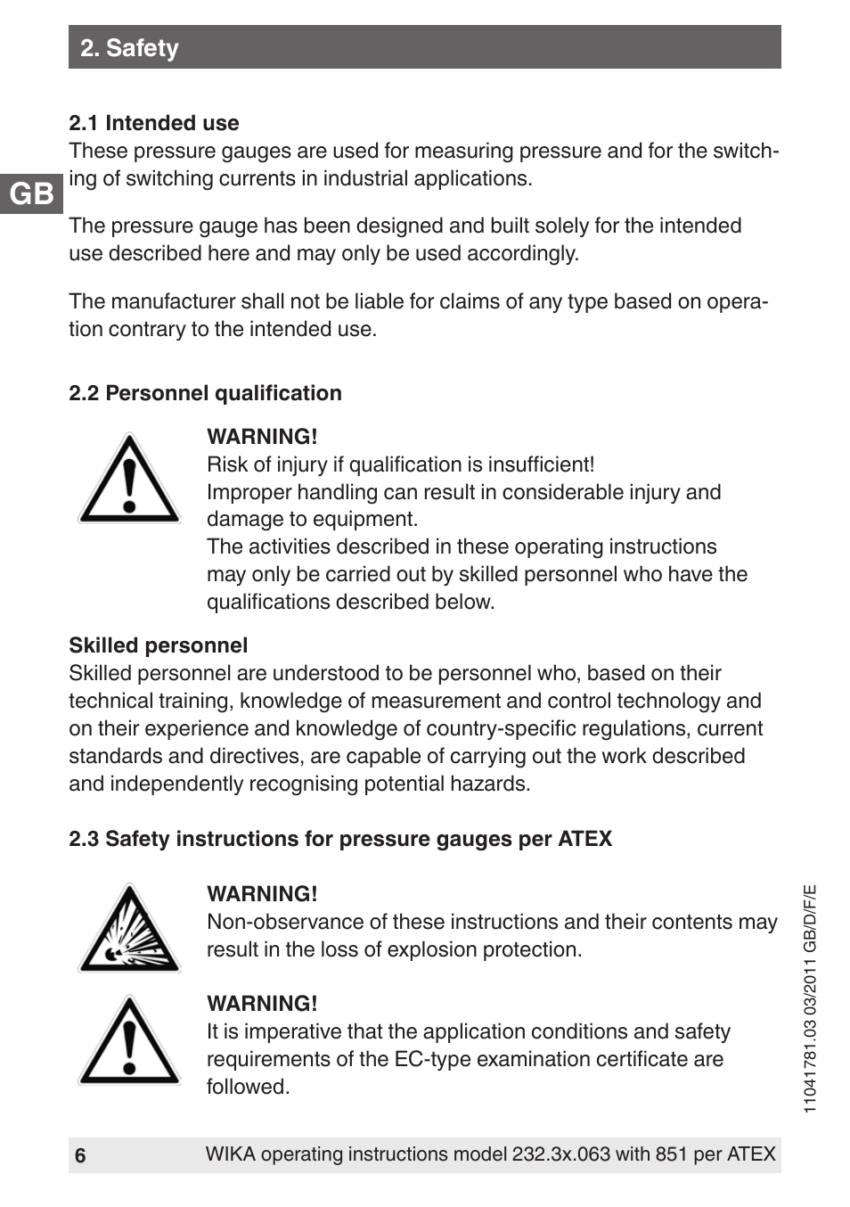 WIKA PGS23.063 User Manual | Page 6 / 56