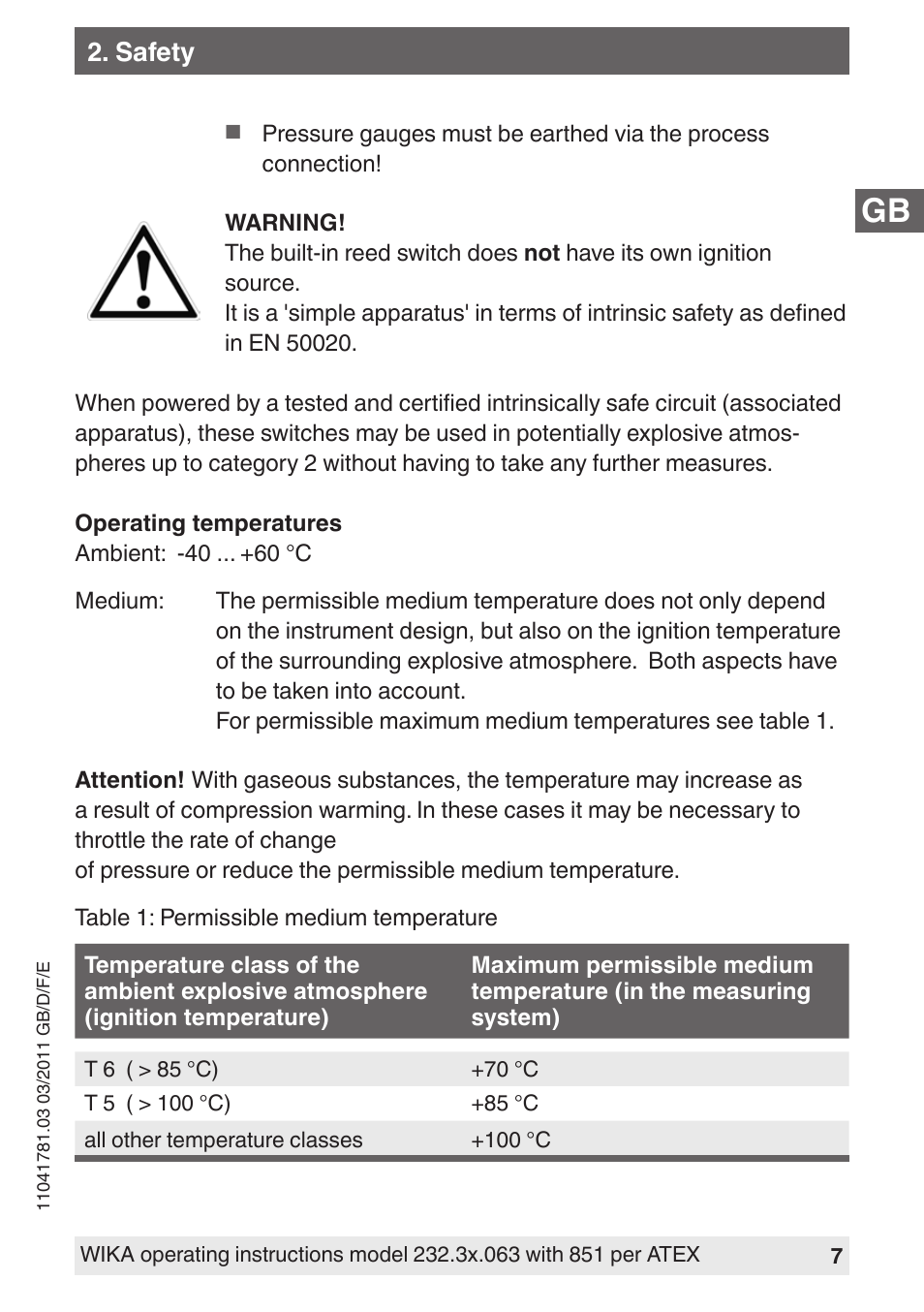 WIKA PGS23.063 User Manual | Page 7 / 56