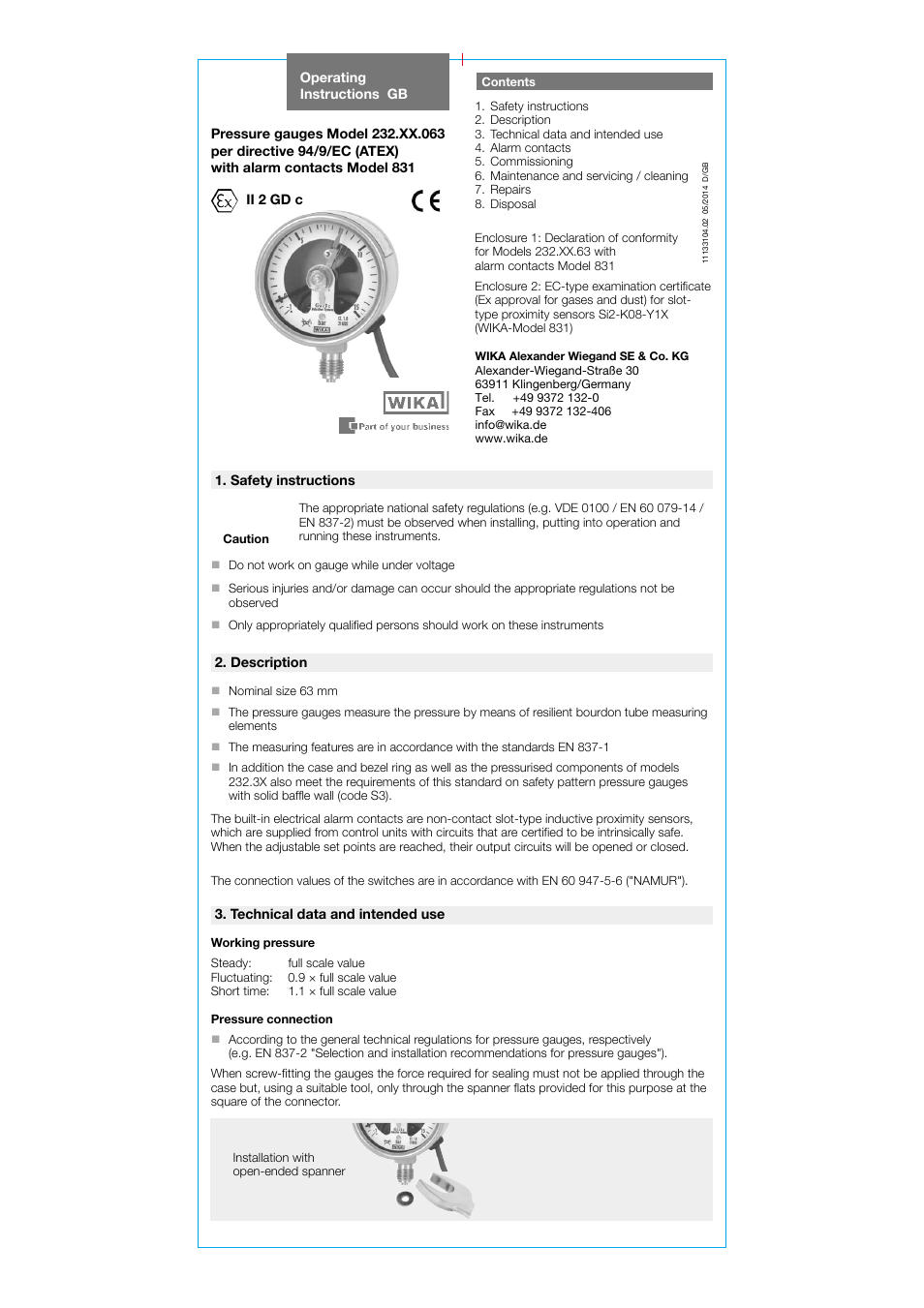 WIKA PGS23.063 User Manual | 4 pages