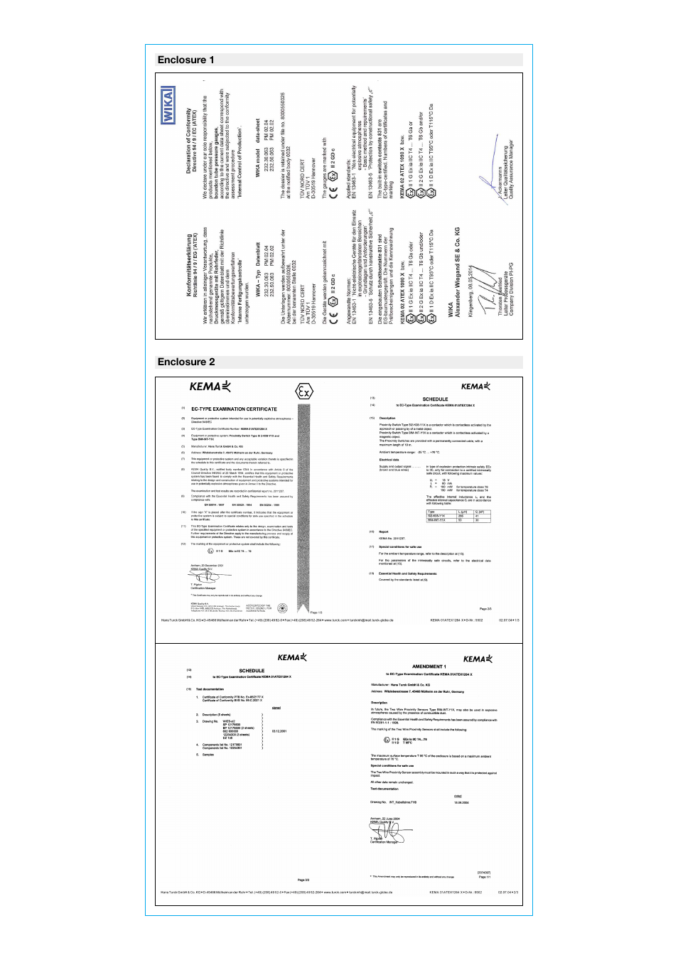 Enclosure 1 enclosure 2 | WIKA PGS23.063 User Manual | Page 4 / 4