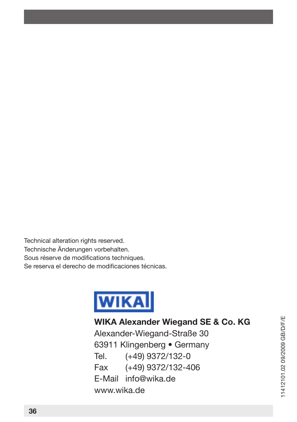 WIKA PGT15 User Manual | Page 36 / 36