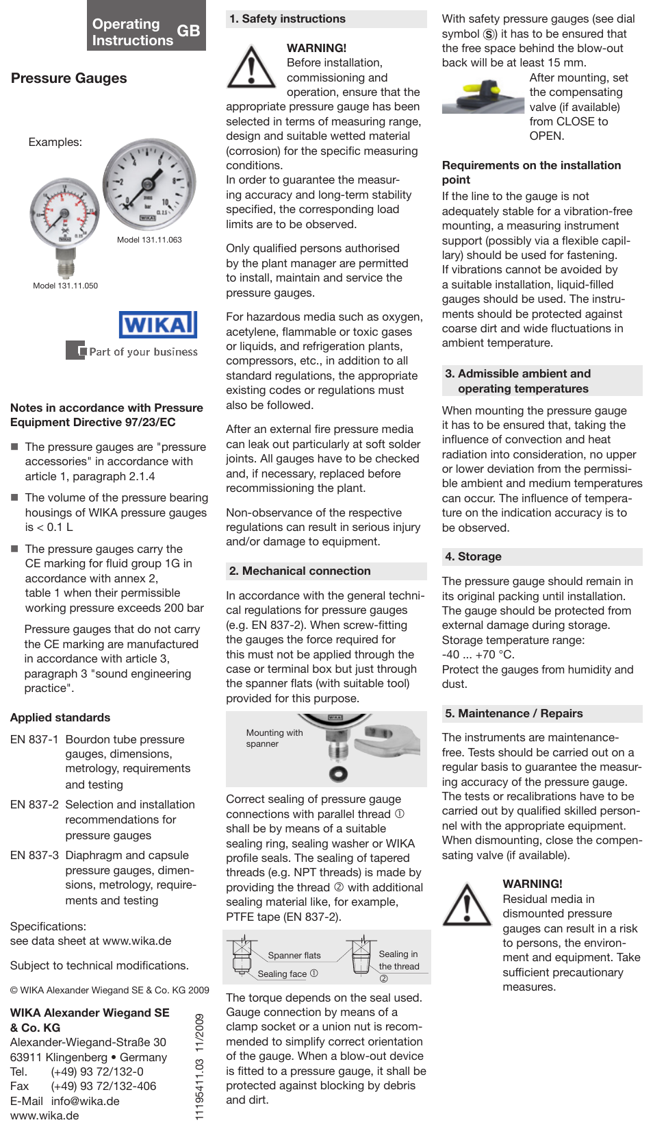 WIKA 130.15 User Manual | 1 page