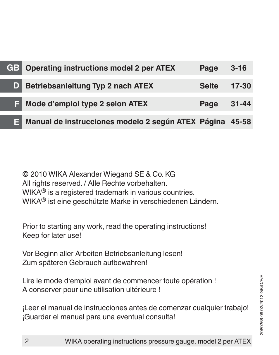 WIKA 233.50 User Manual | Page 2 / 60