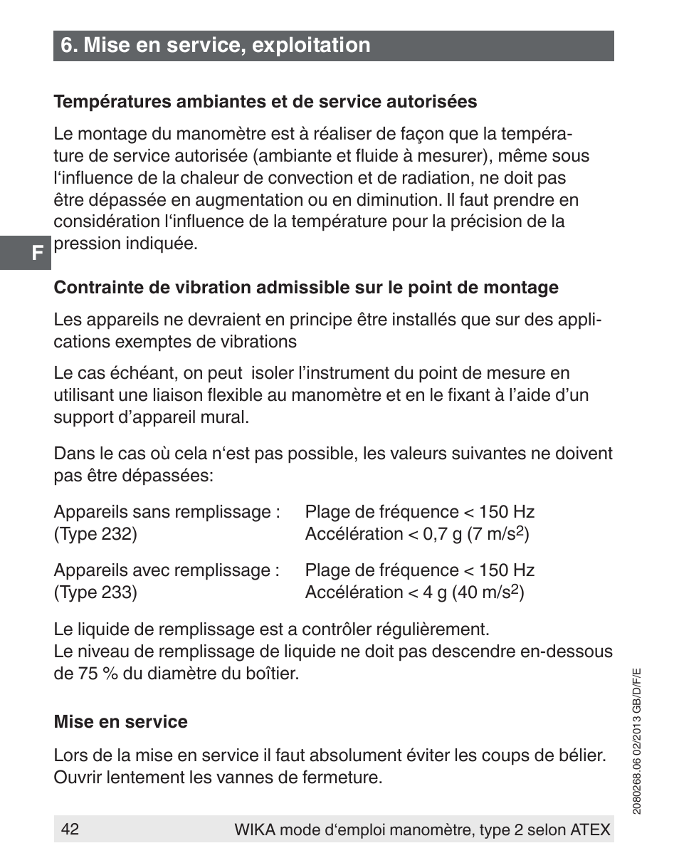 Mise en service, exploitation | WIKA 233.50 User Manual | Page 42 / 60