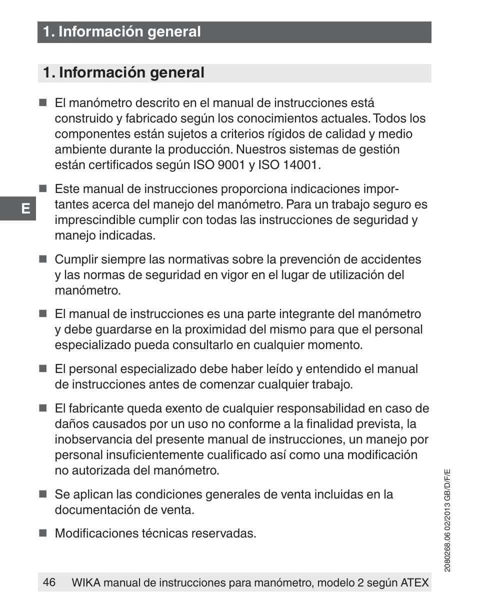 Información general | WIKA 233.50 User Manual | Page 46 / 60