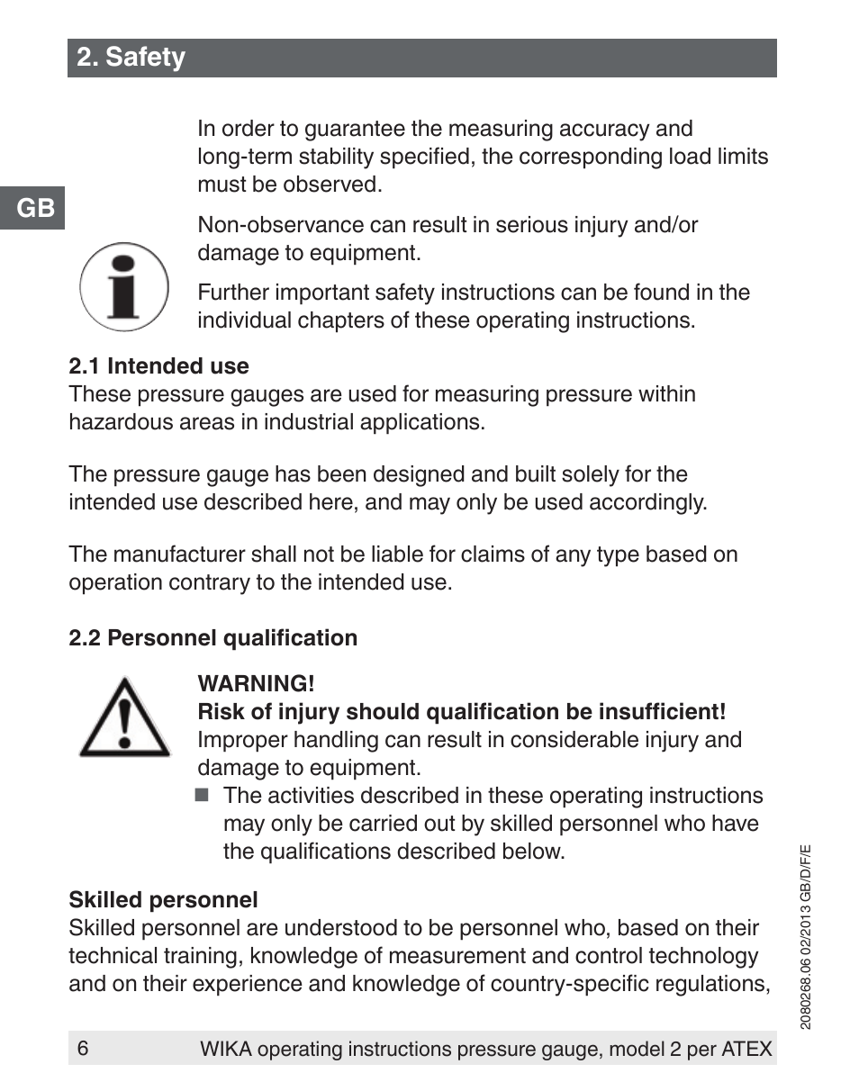 Safety | WIKA 233.50 User Manual | Page 6 / 60