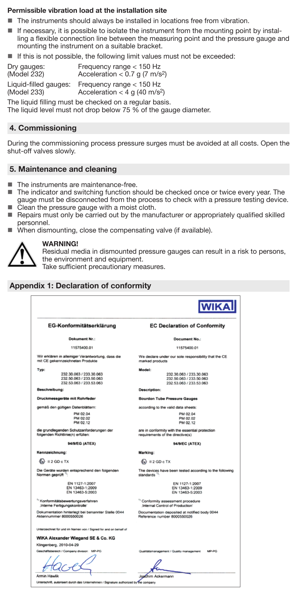 WIKA 233.50 User Manual | Page 3 / 3