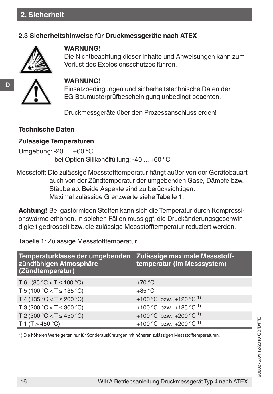 Sicherheit | WIKA 432.36 User Manual | Page 16 / 44