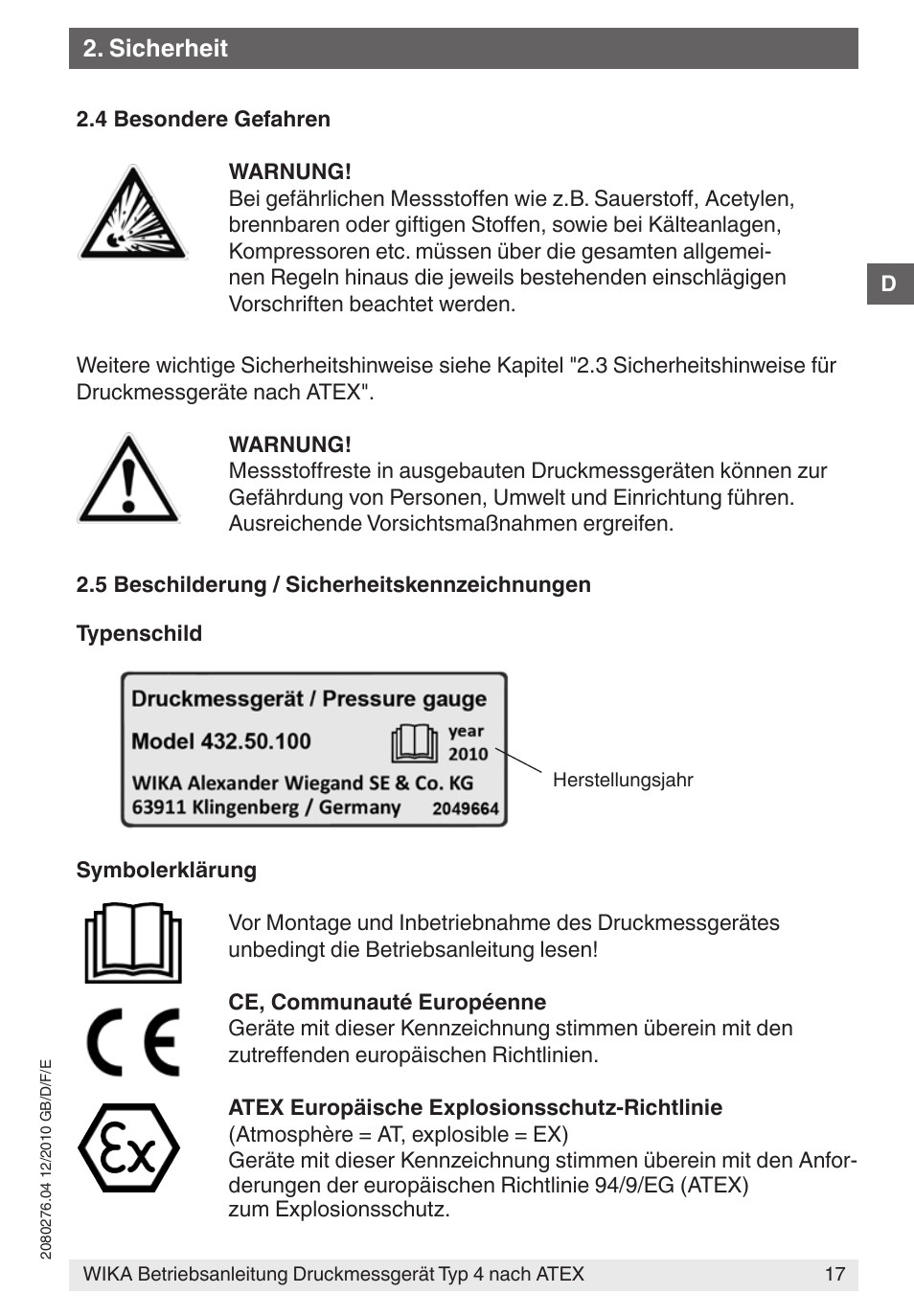 WIKA 432.36 User Manual | Page 17 / 44