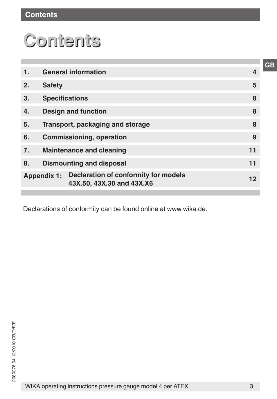 WIKA 432.36 User Manual | Page 3 / 44