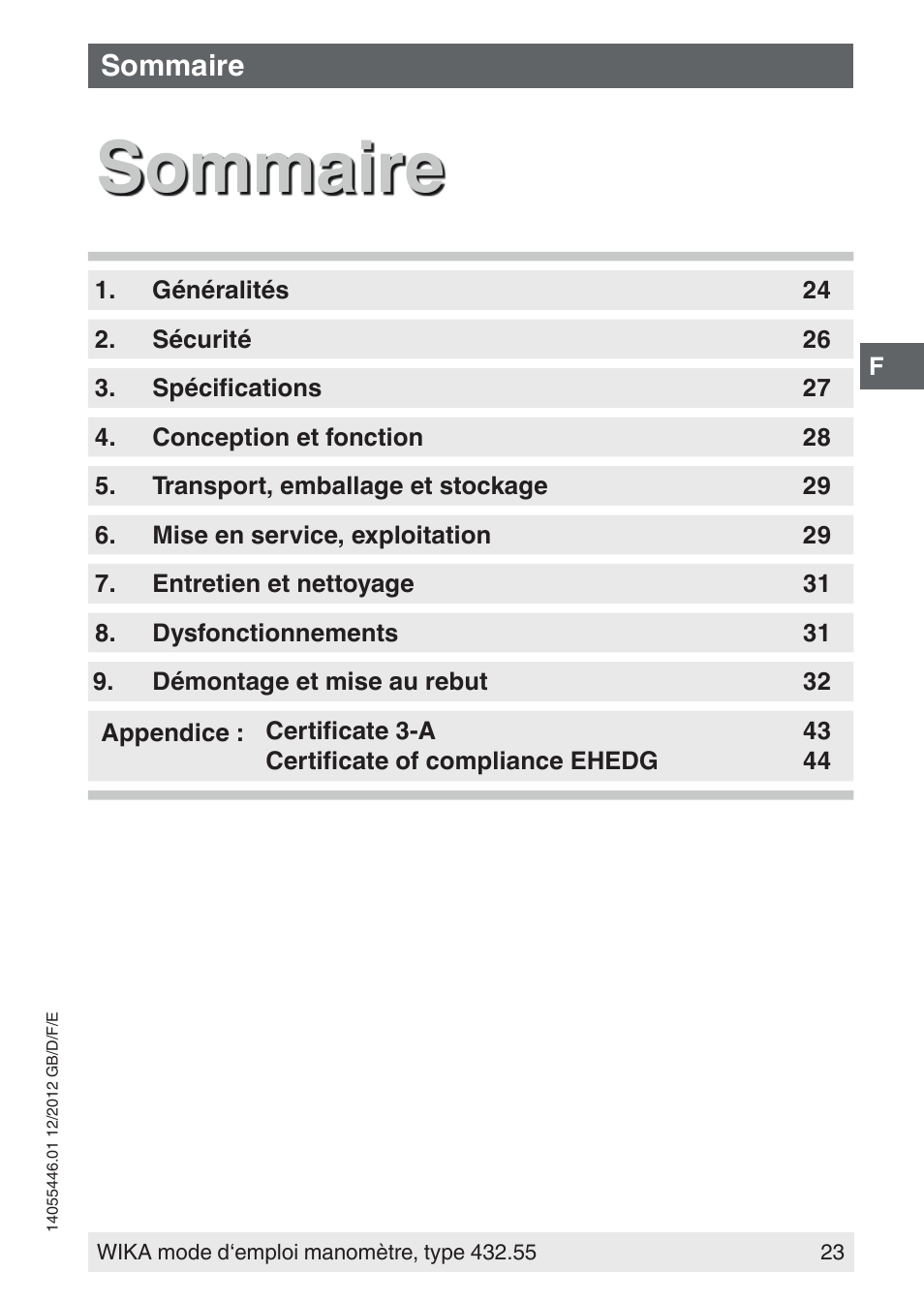 Sommaire | WIKA 432.55 User Manual | Page 23 / 48