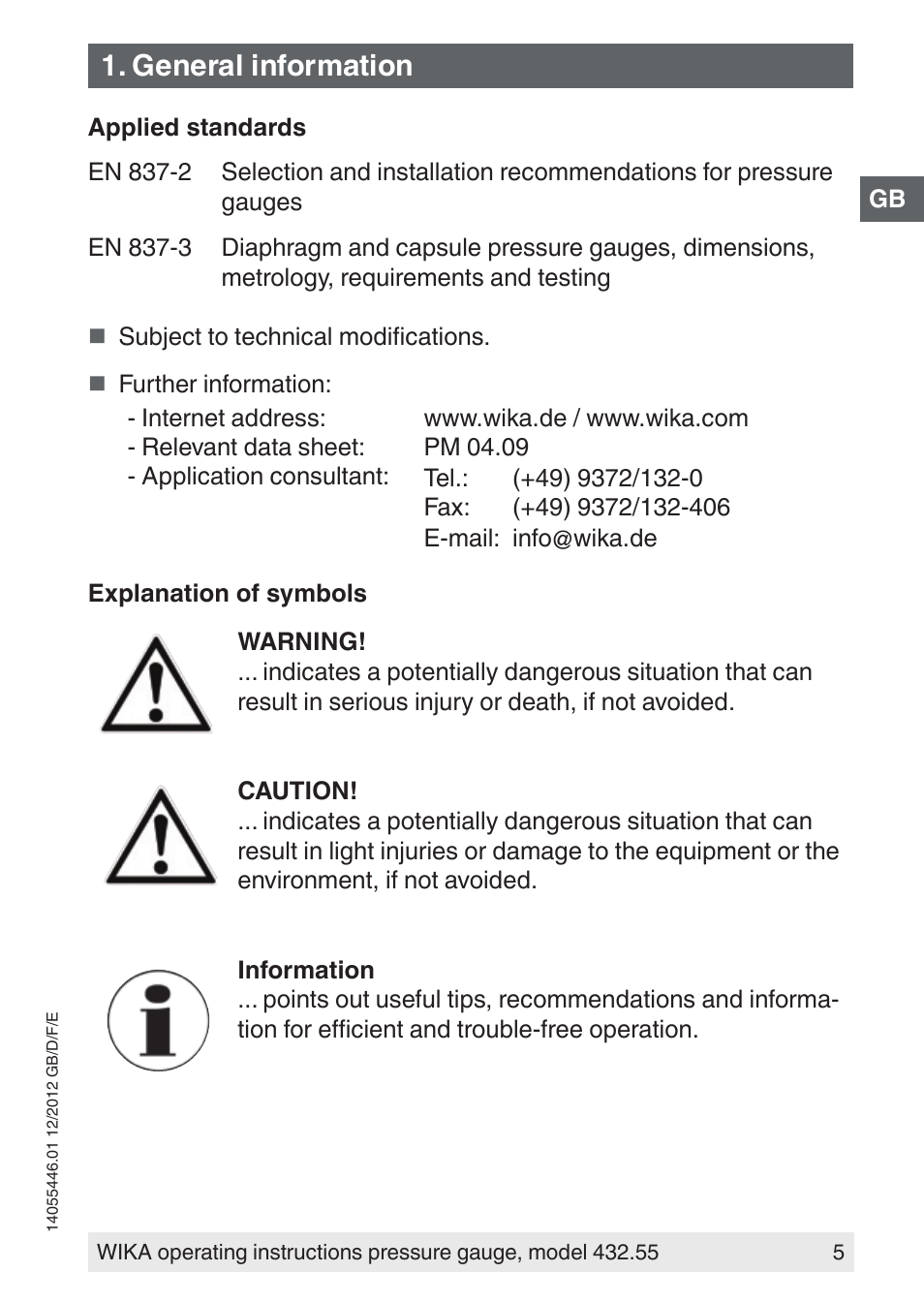 General information | WIKA 432.55 User Manual | Page 5 / 48