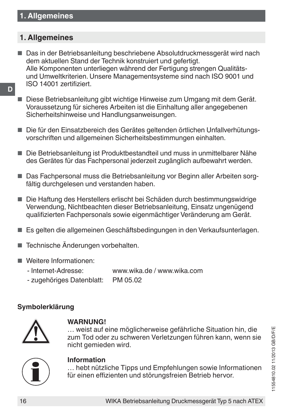 Allgemeines | WIKA 532.54 User Manual | Page 16 / 52