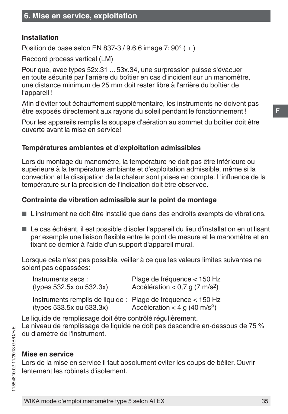 Mise en service, exploitation | WIKA 532.54 User Manual | Page 35 / 52