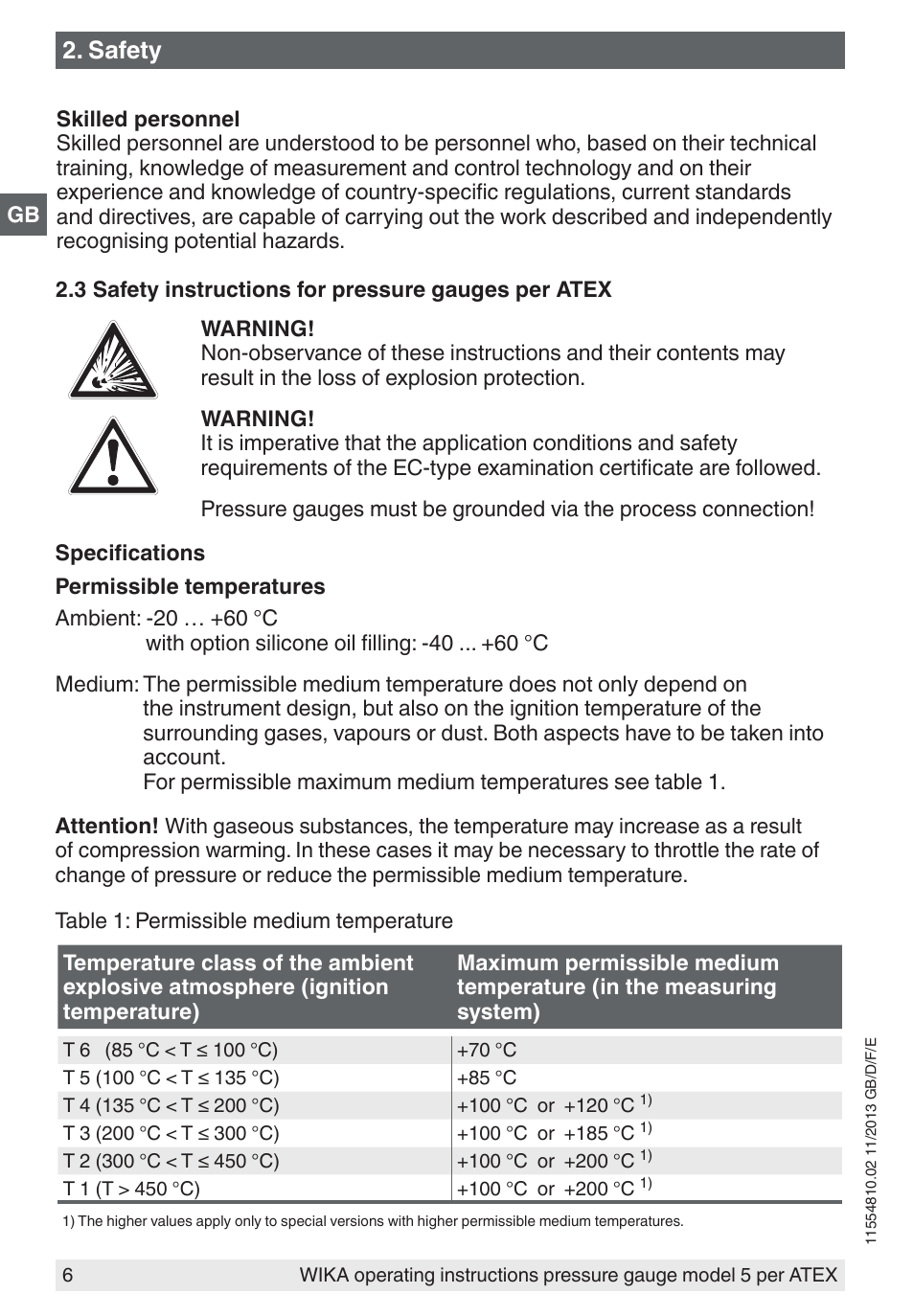 Safety | WIKA 532.54 User Manual | Page 6 / 52