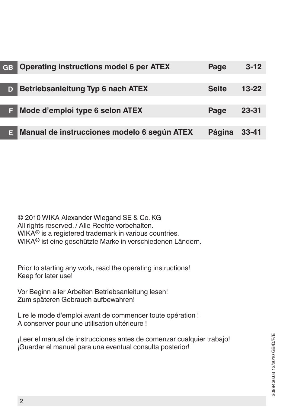 WIKA 632.51 User Manual | Page 2 / 44