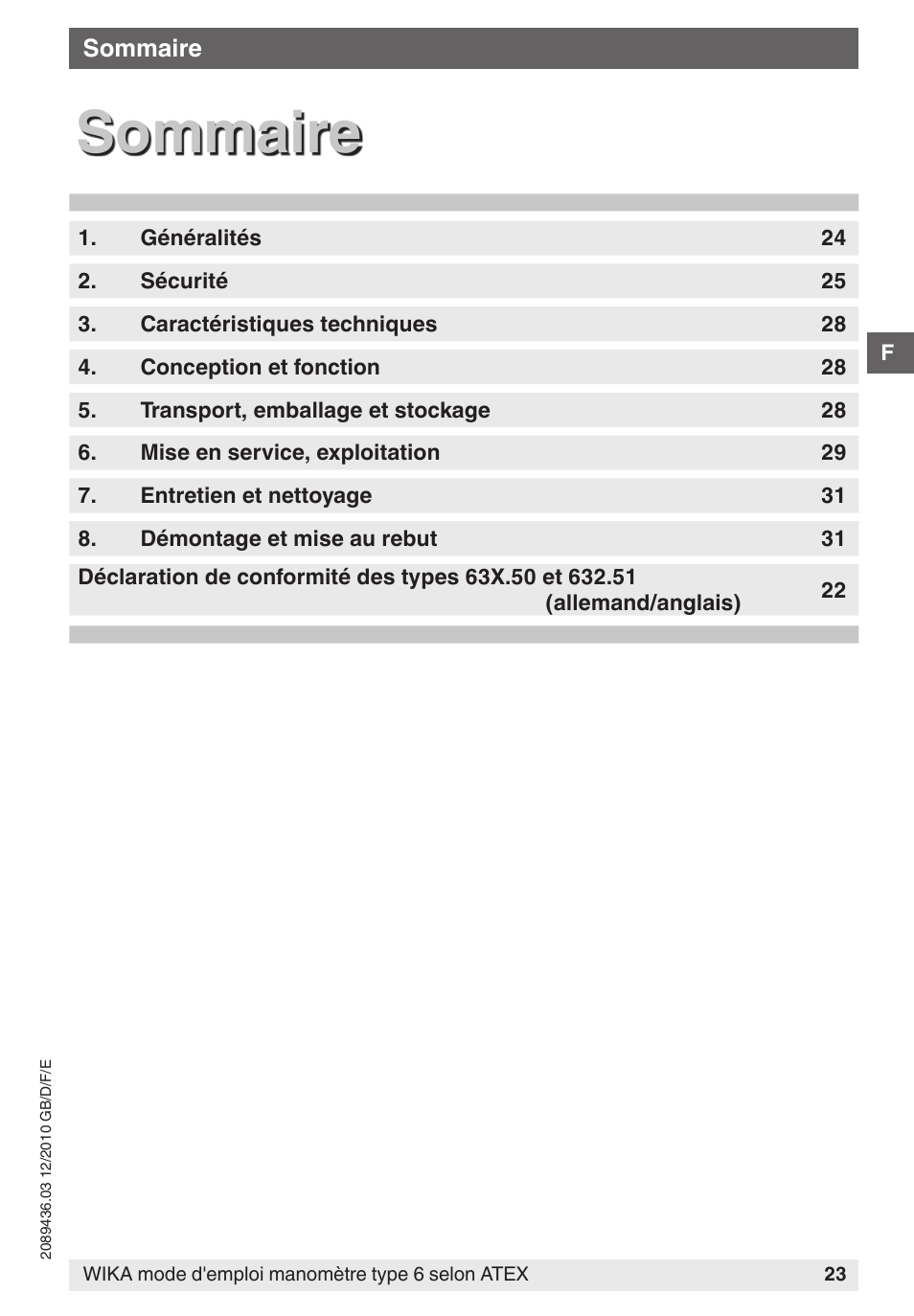 Sommaire | WIKA 632.51 User Manual | Page 23 / 44