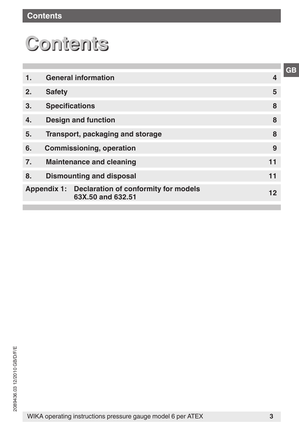 WIKA 632.51 User Manual | Page 3 / 44