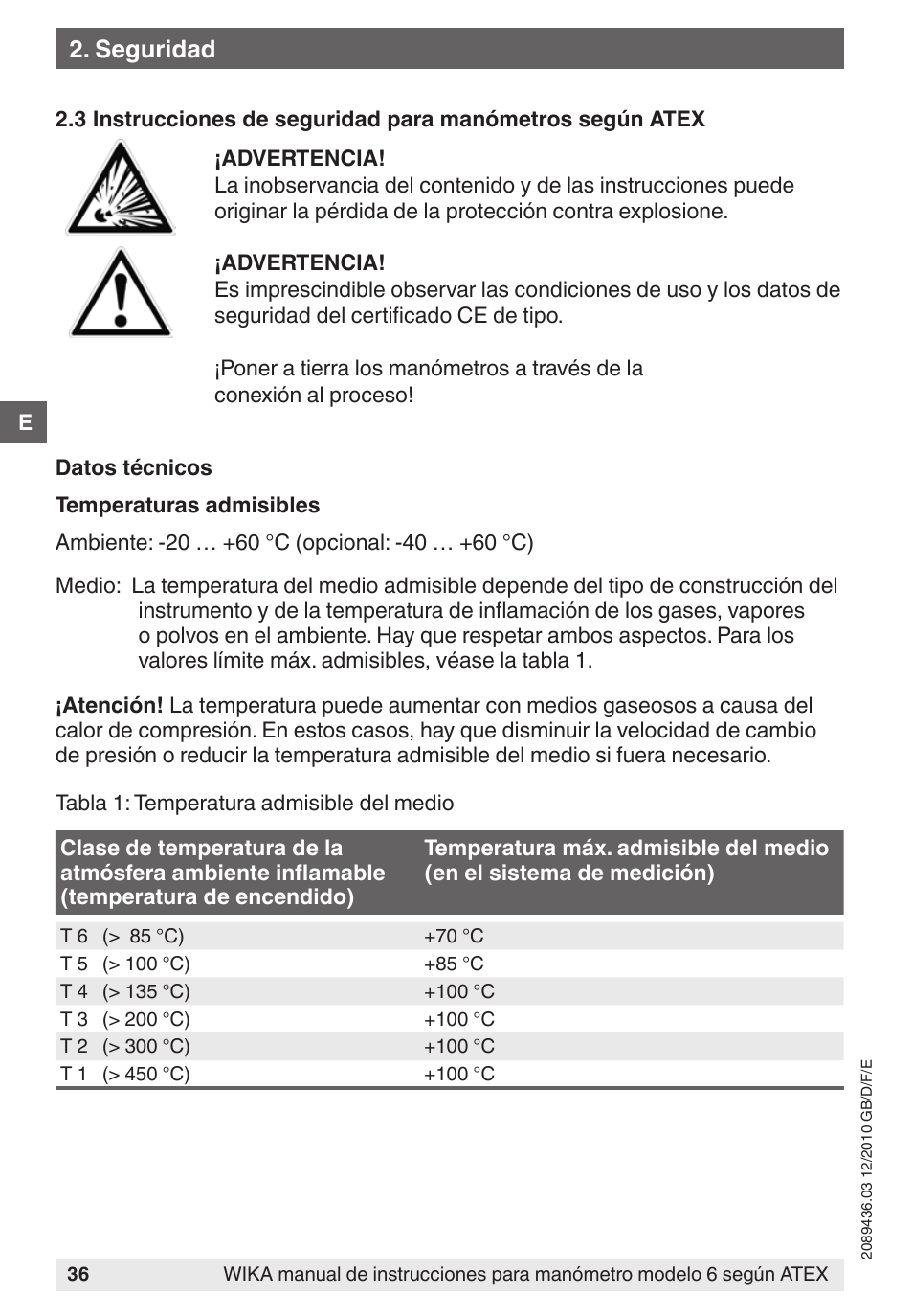Seguridad | WIKA 632.51 User Manual | Page 36 / 44