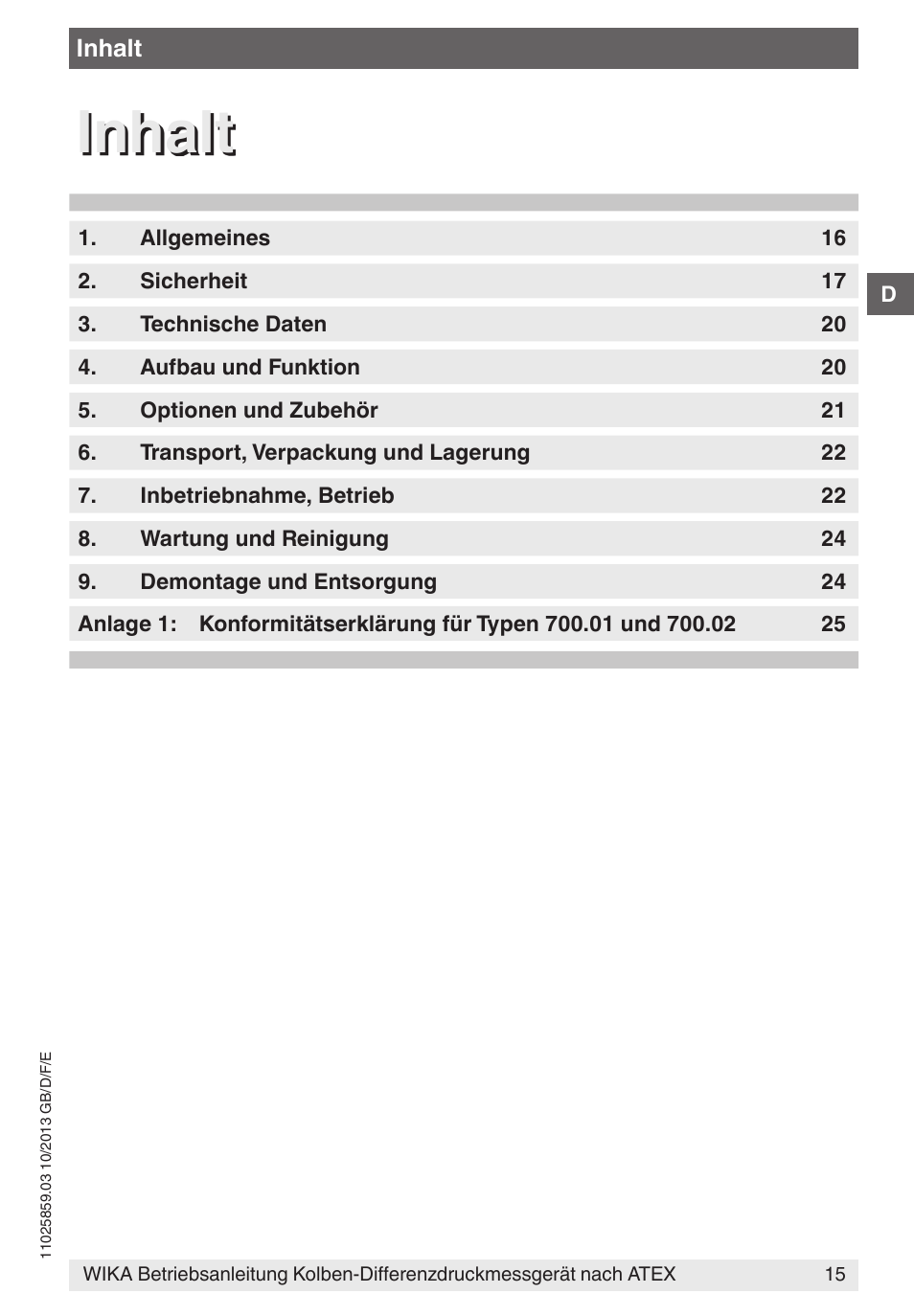 Inhalt | WIKA 700.02 User Manual | Page 15 / 52