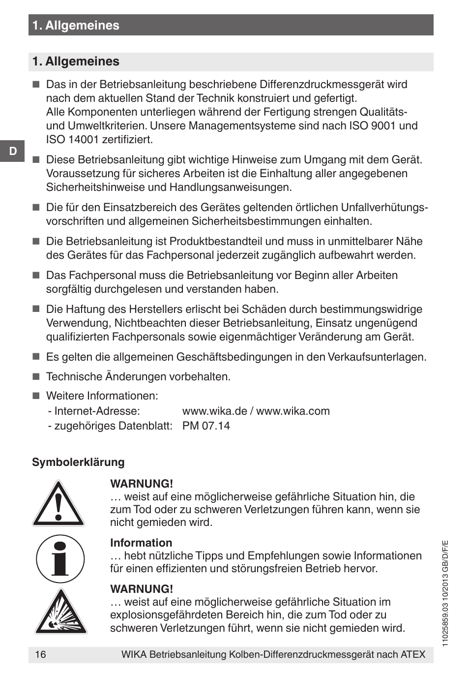 Allgemeines | WIKA 700.02 User Manual | Page 16 / 52