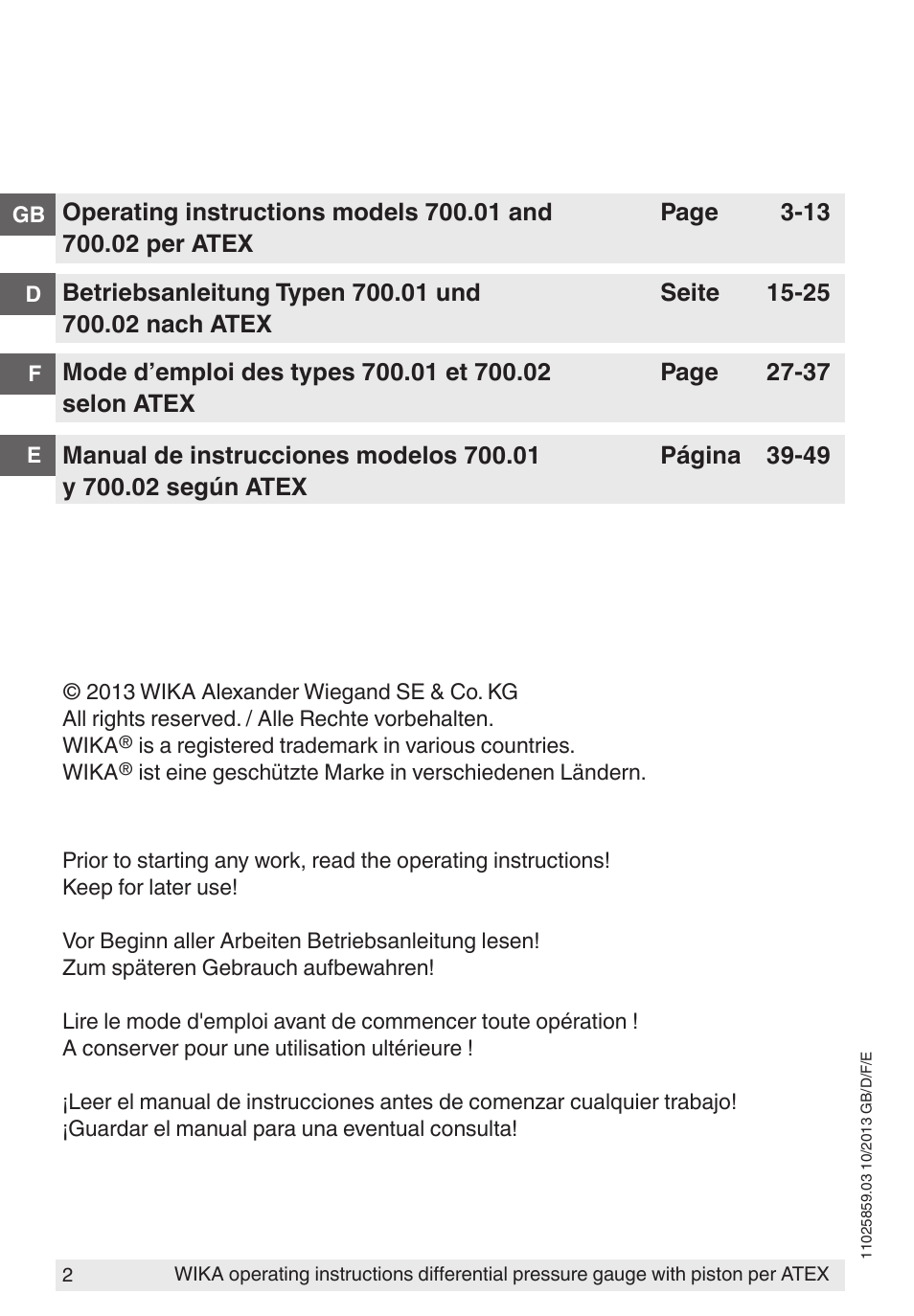 WIKA 700.02 User Manual | Page 2 / 52