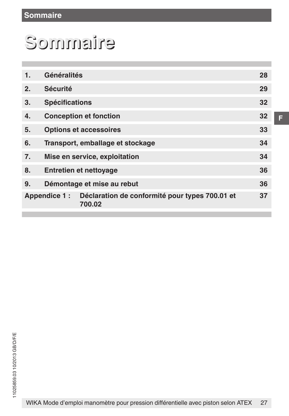 Sommaire | WIKA 700.02 User Manual | Page 27 / 52