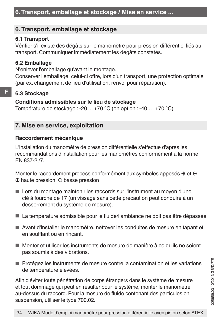 Mise en service, exploitation | WIKA 700.02 User Manual | Page 34 / 52