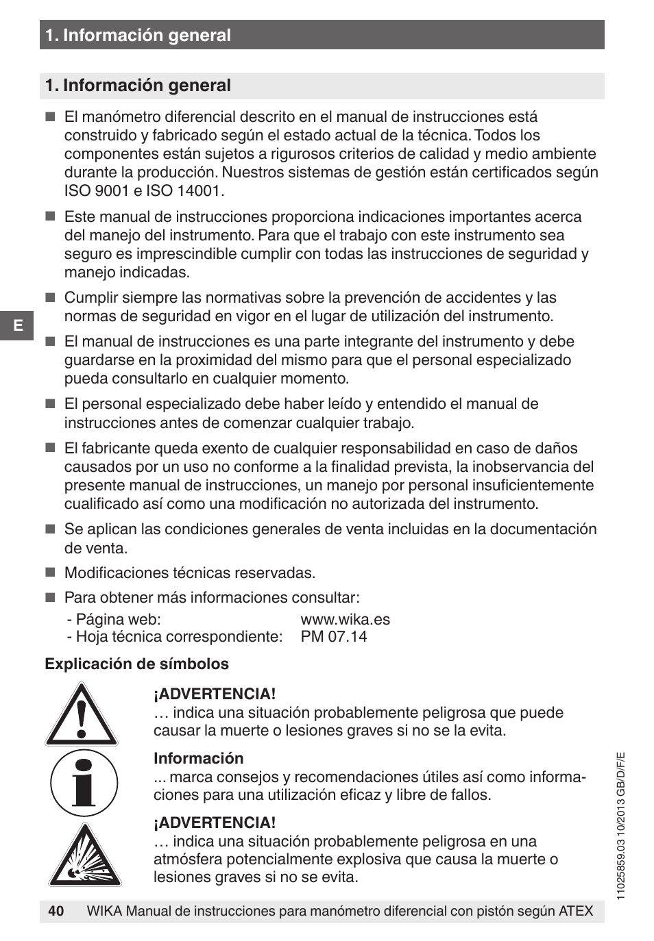 Información general | WIKA 700.02 User Manual | Page 40 / 52
