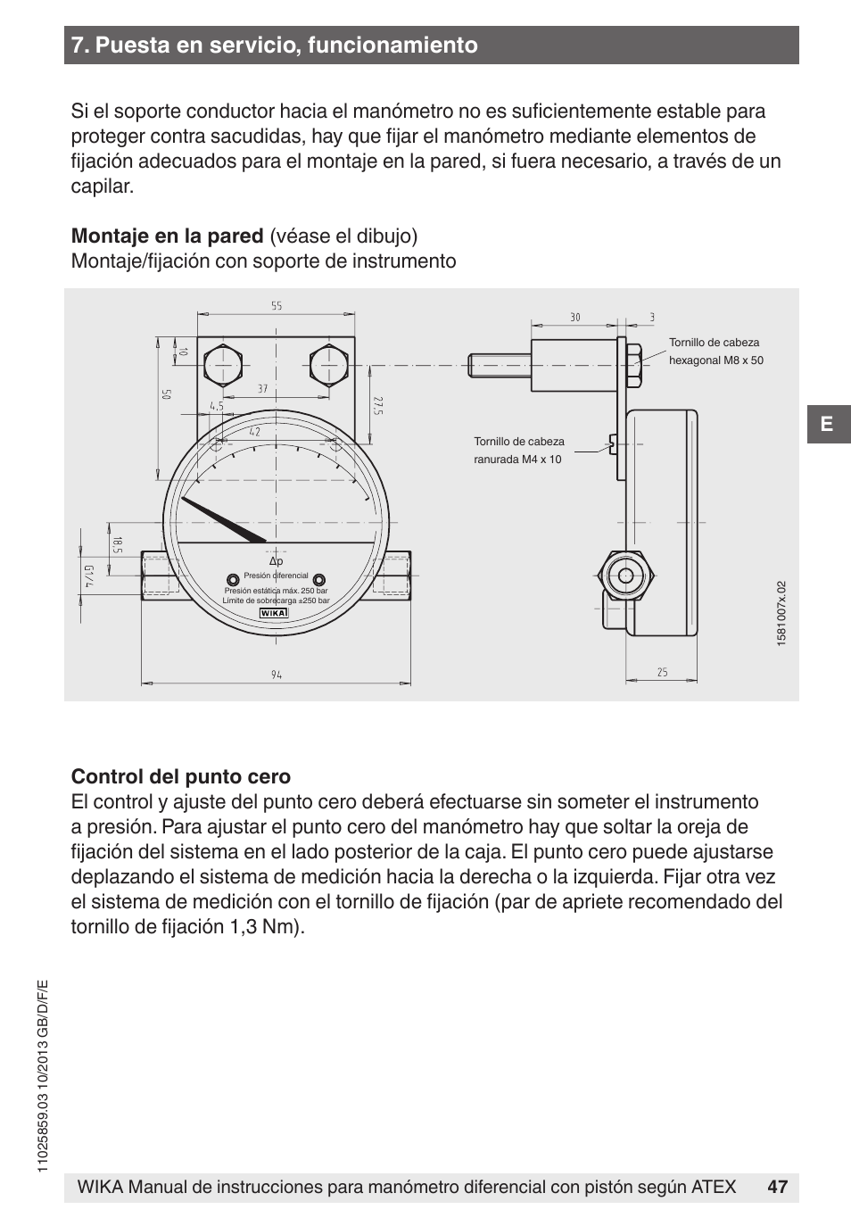 Puesta en servicio, funcionamiento | WIKA 700.02 User Manual | Page 47 / 52