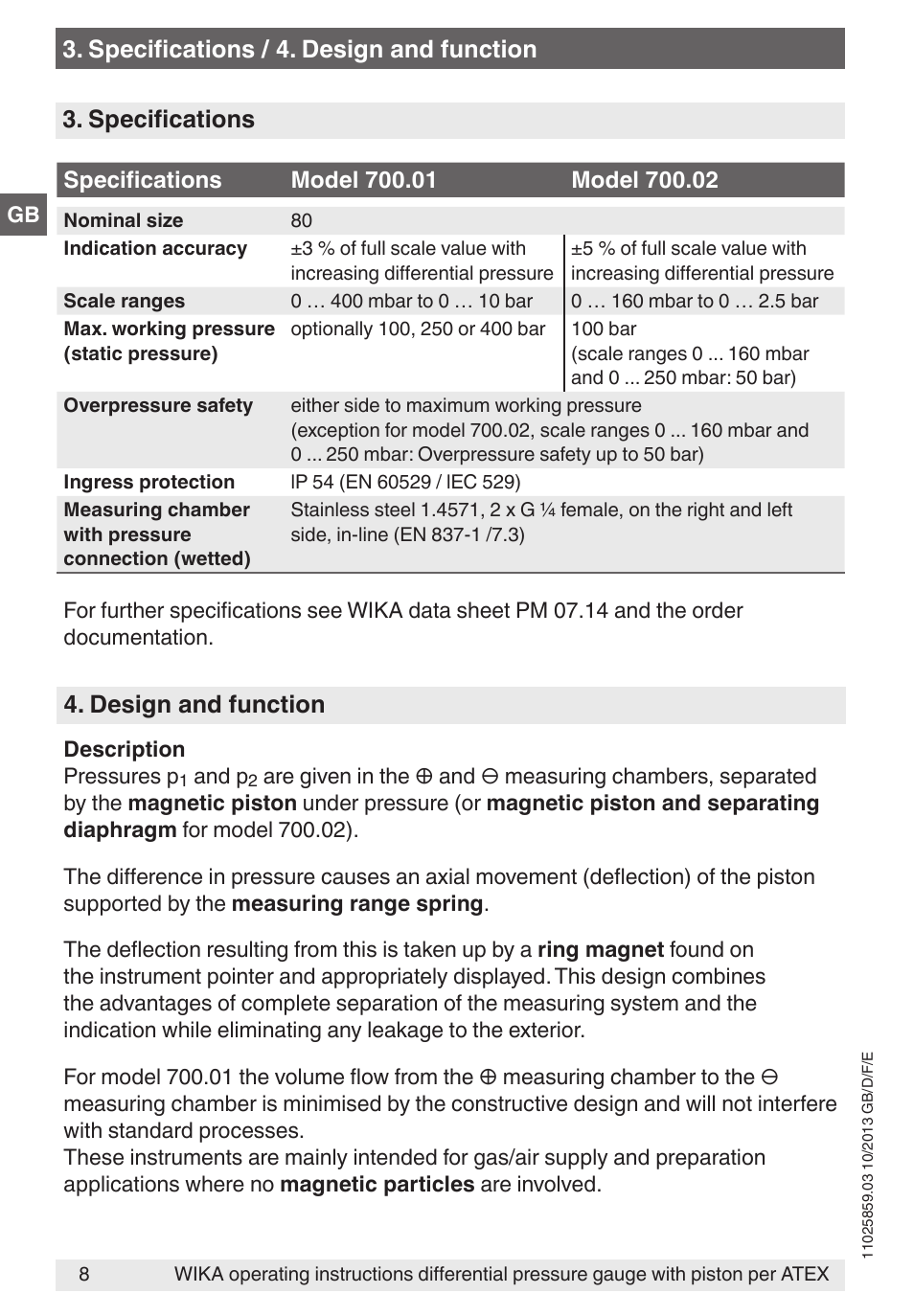 Design and function | WIKA 700.02 User Manual | Page 8 / 52
