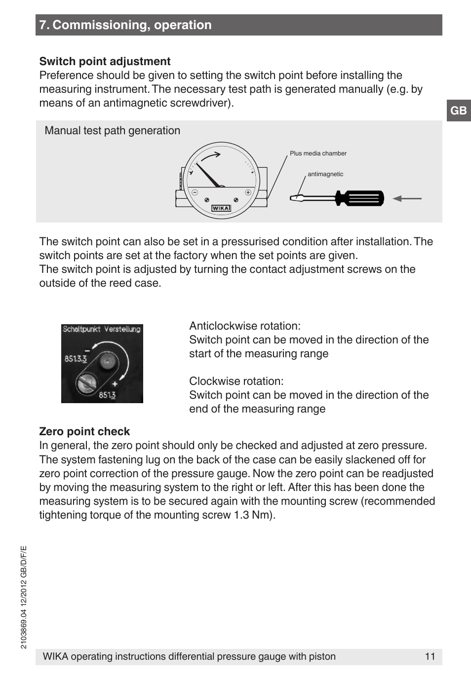 Commissioning, operation | WIKA 700.02 User Manual | Page 11 / 44