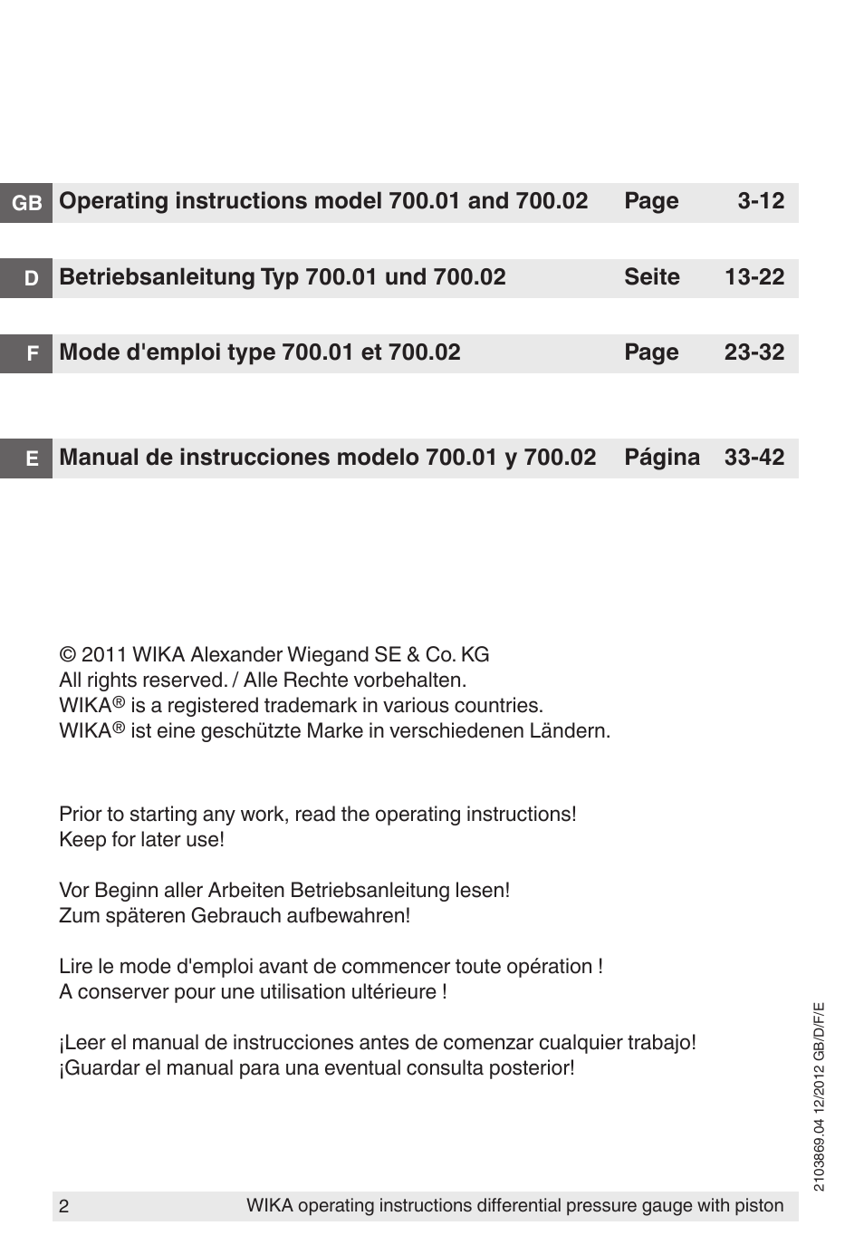 WIKA 700.02 User Manual | Page 2 / 44