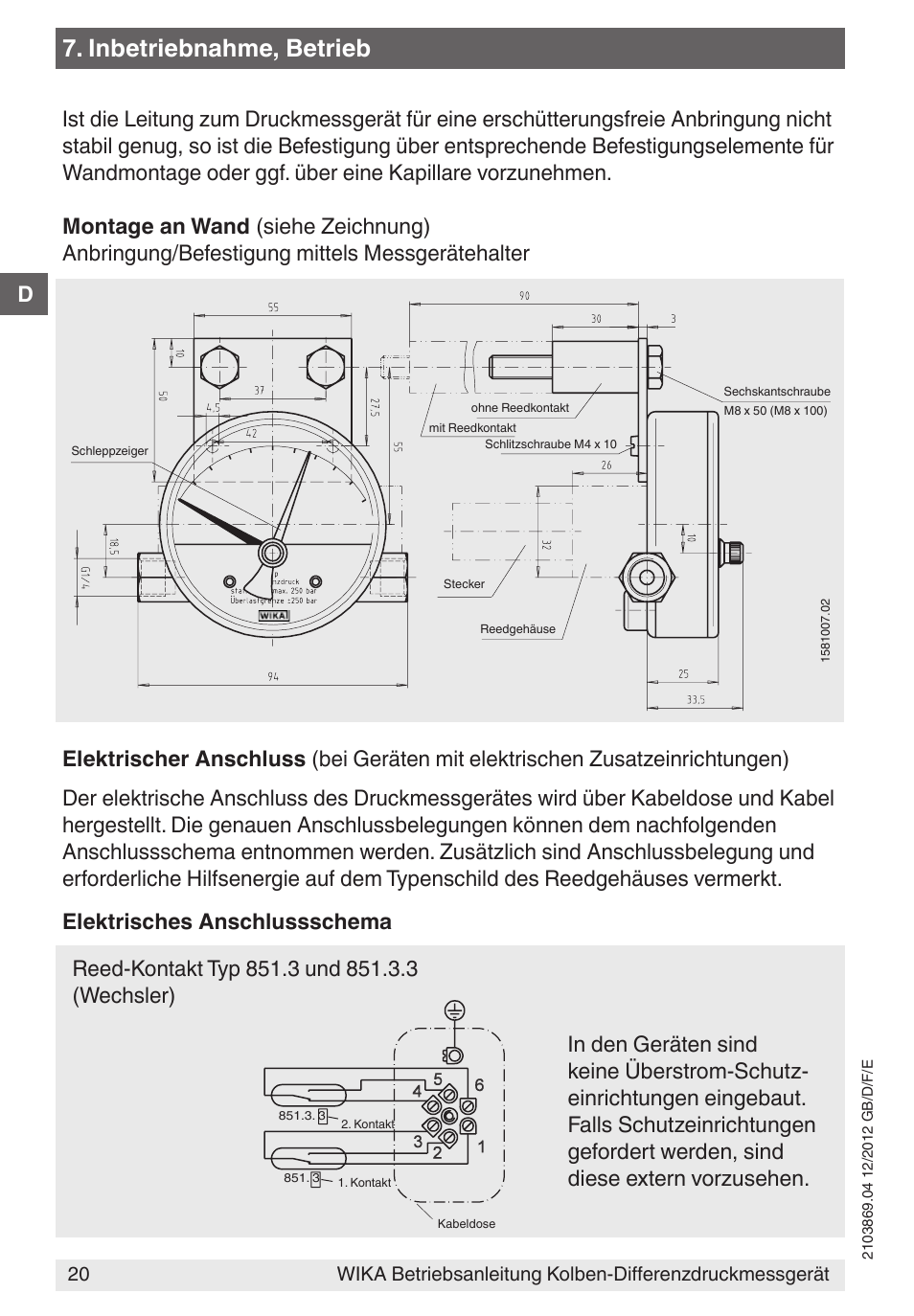Inbetriebnahme, betrieb | WIKA 700.02 User Manual | Page 20 / 44
