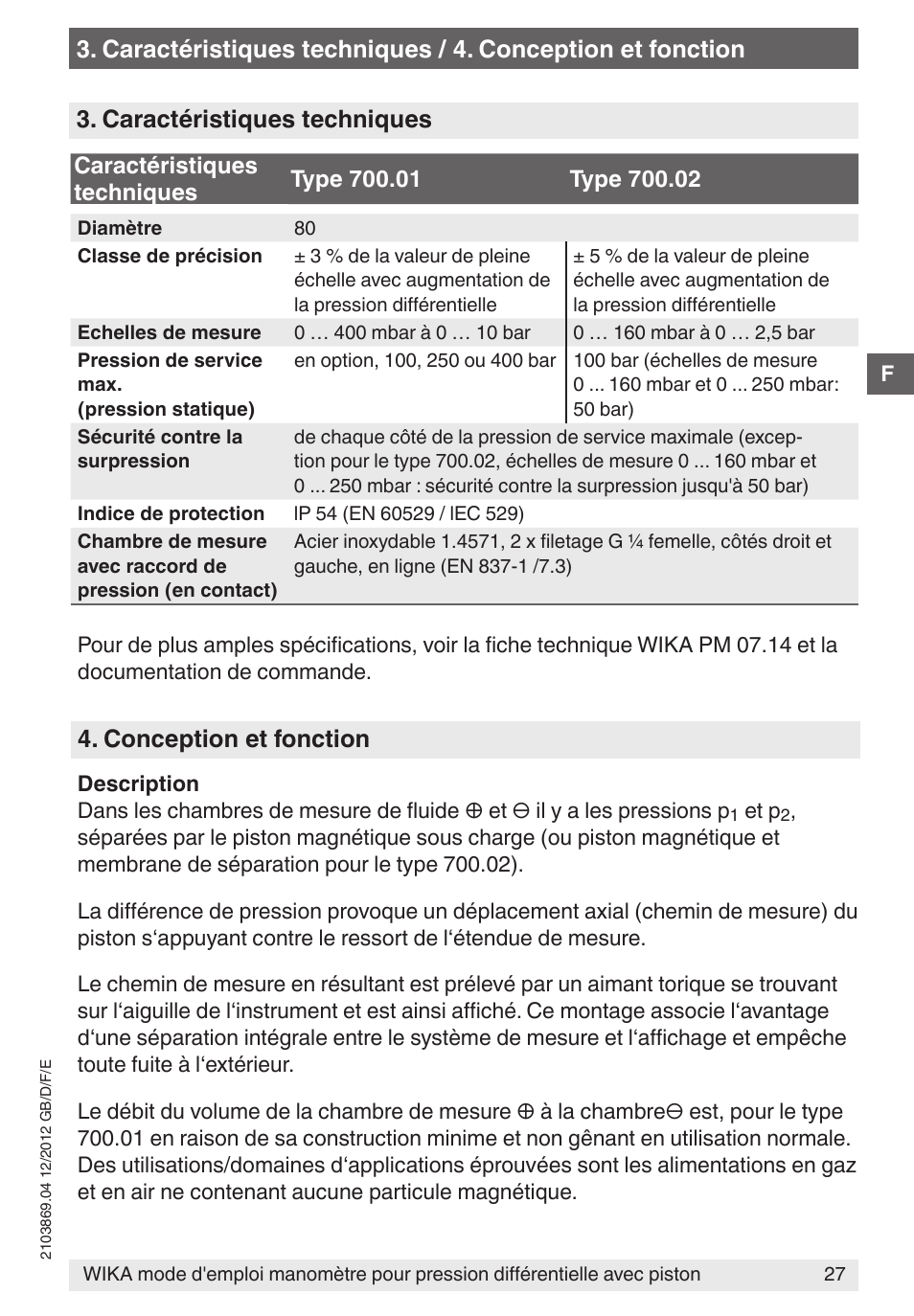 Conception et fonction | WIKA 700.02 User Manual | Page 27 / 44