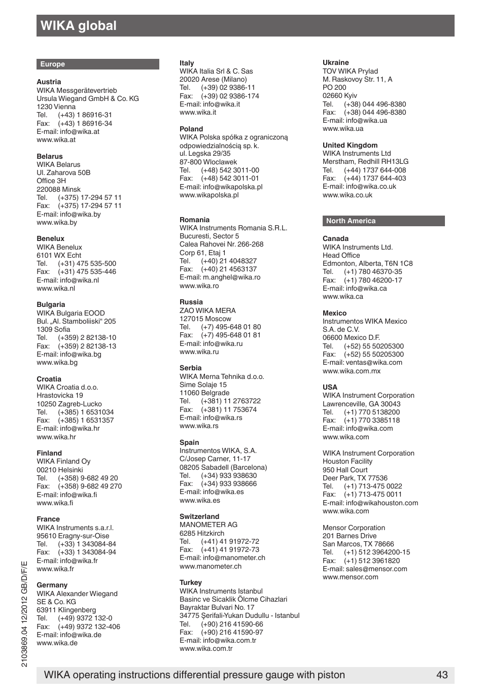 Wika global | WIKA 700.02 User Manual | Page 43 / 44