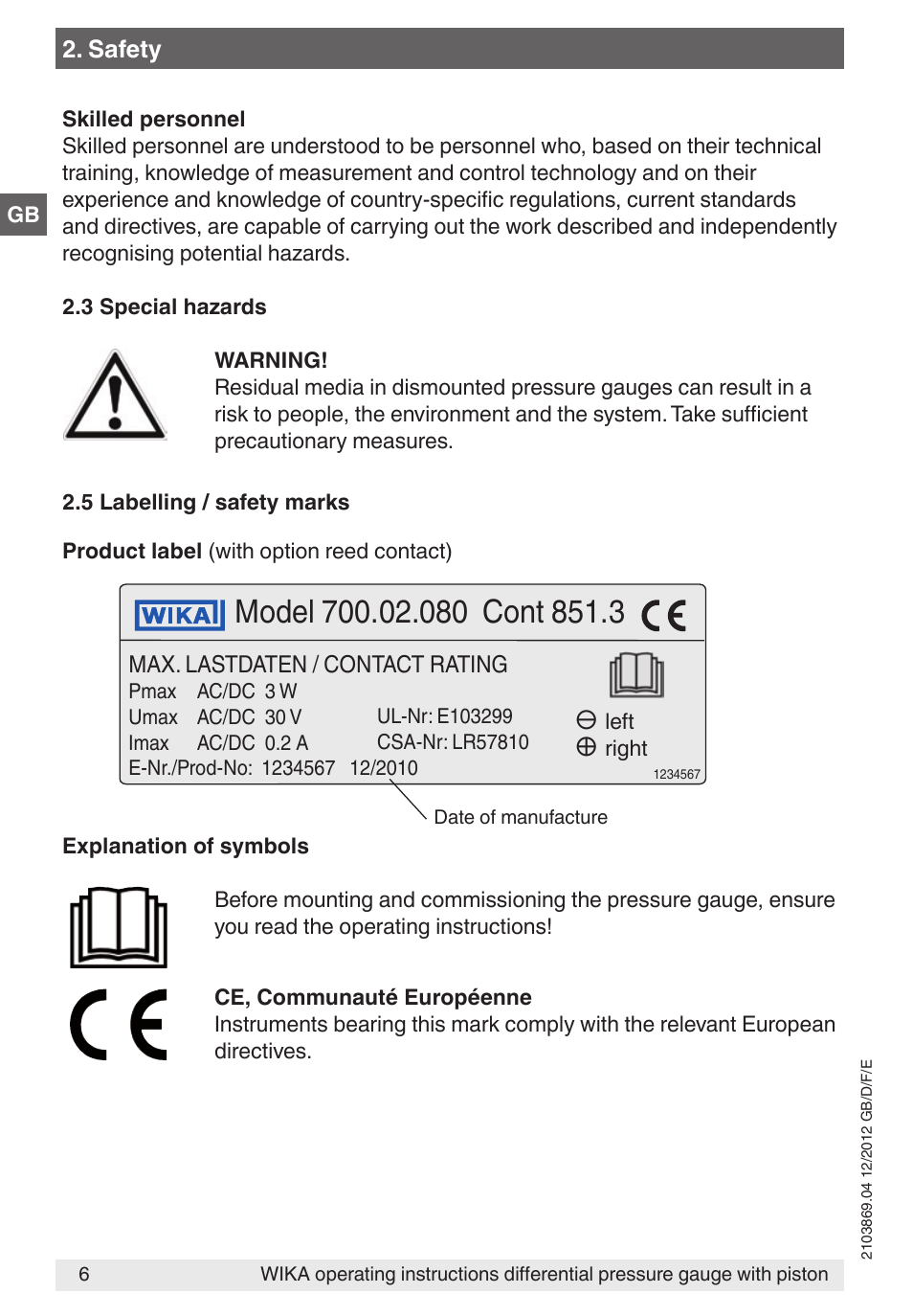 WIKA 700.02 User Manual | Page 6 / 44