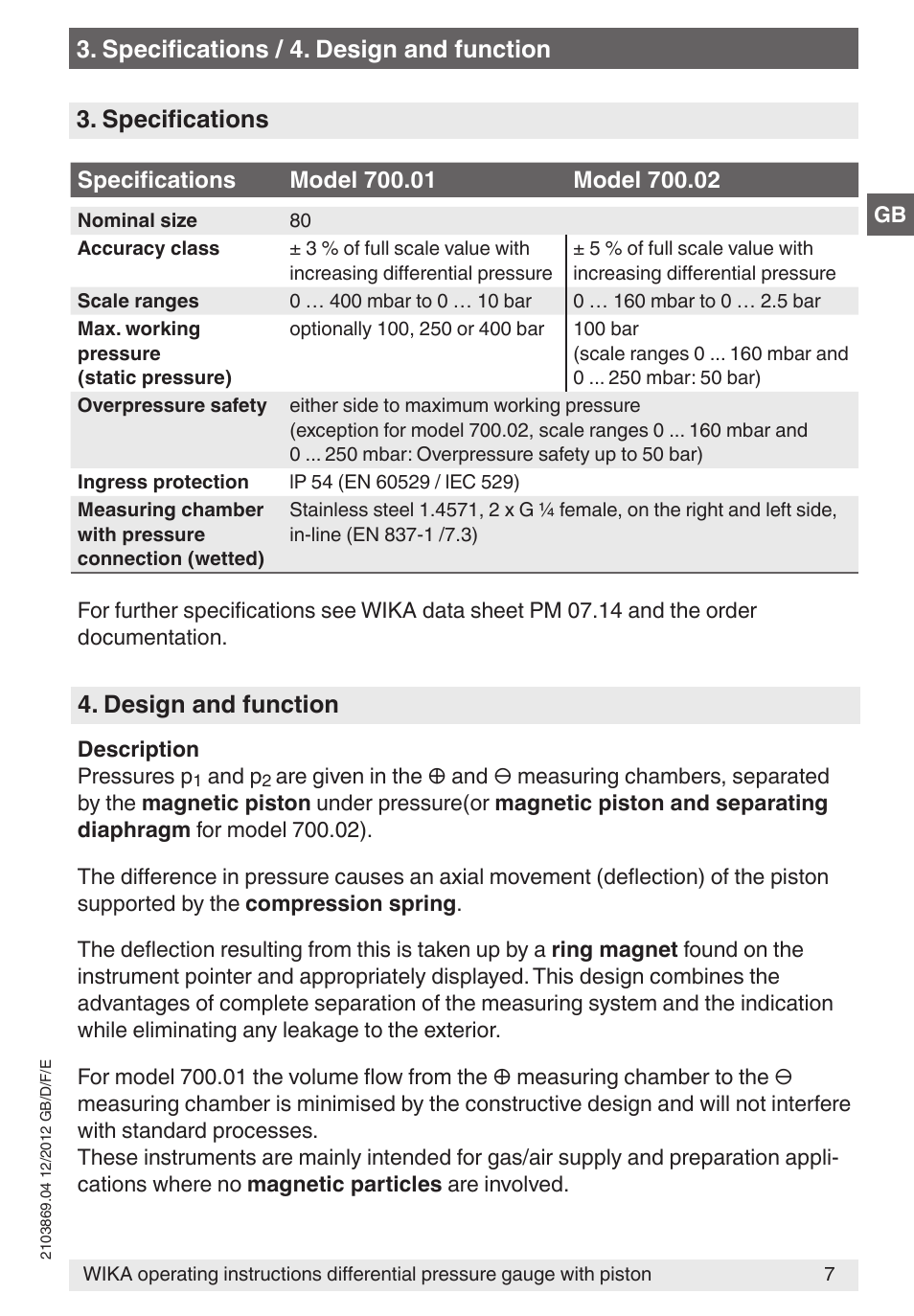 Design and function | WIKA 700.02 User Manual | Page 7 / 44