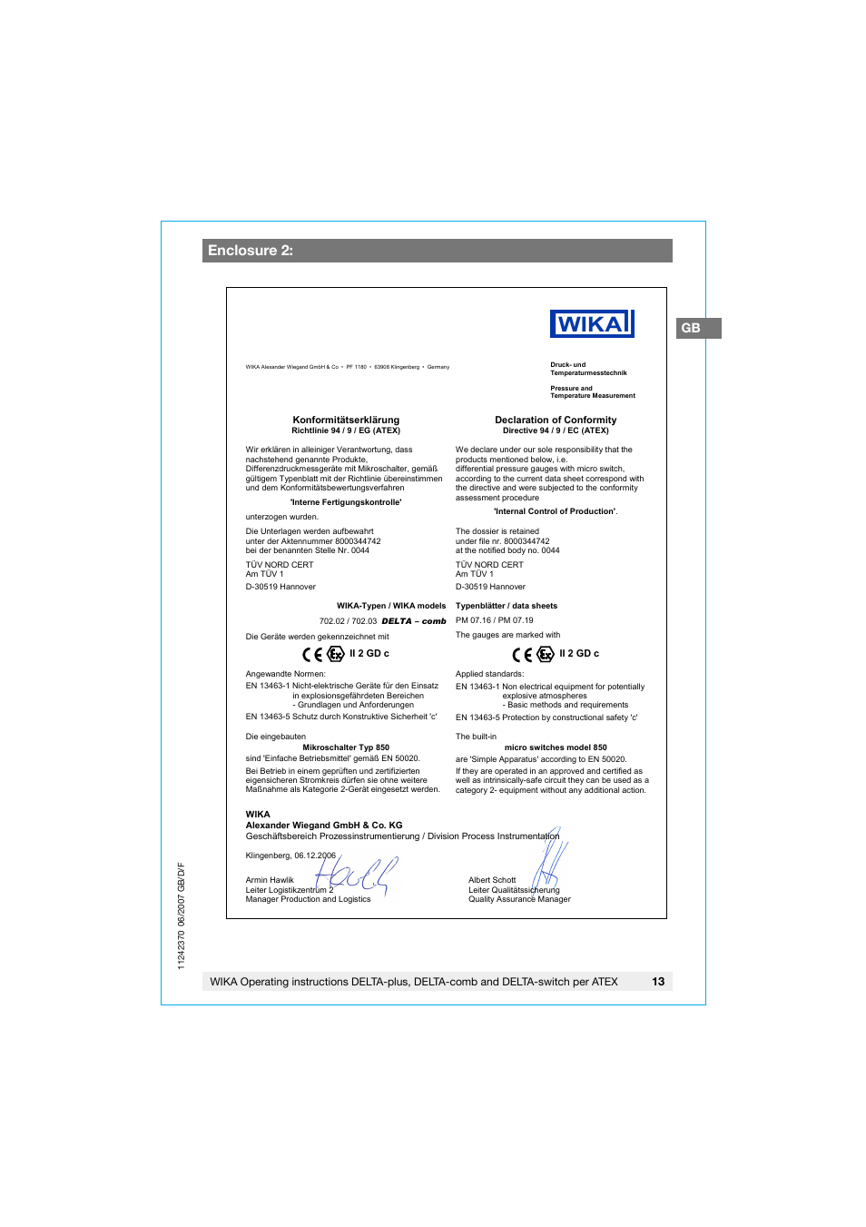Enclosure 2 | WIKA 851.02.100 User Manual | Page 13 / 36