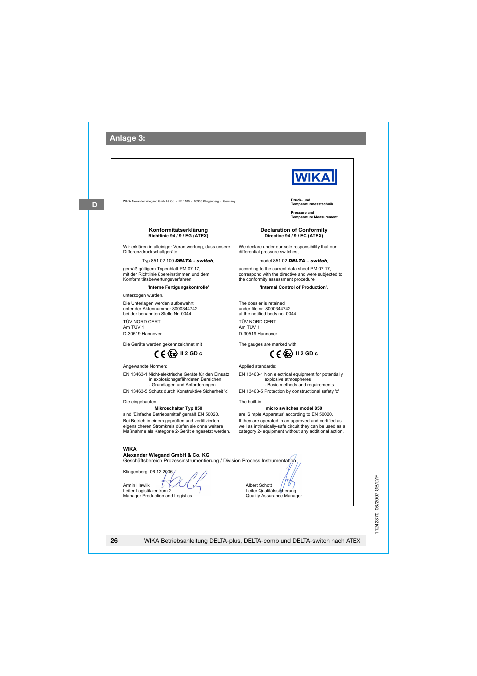 Anlage 3 | WIKA 851.02.100 User Manual | Page 26 / 36