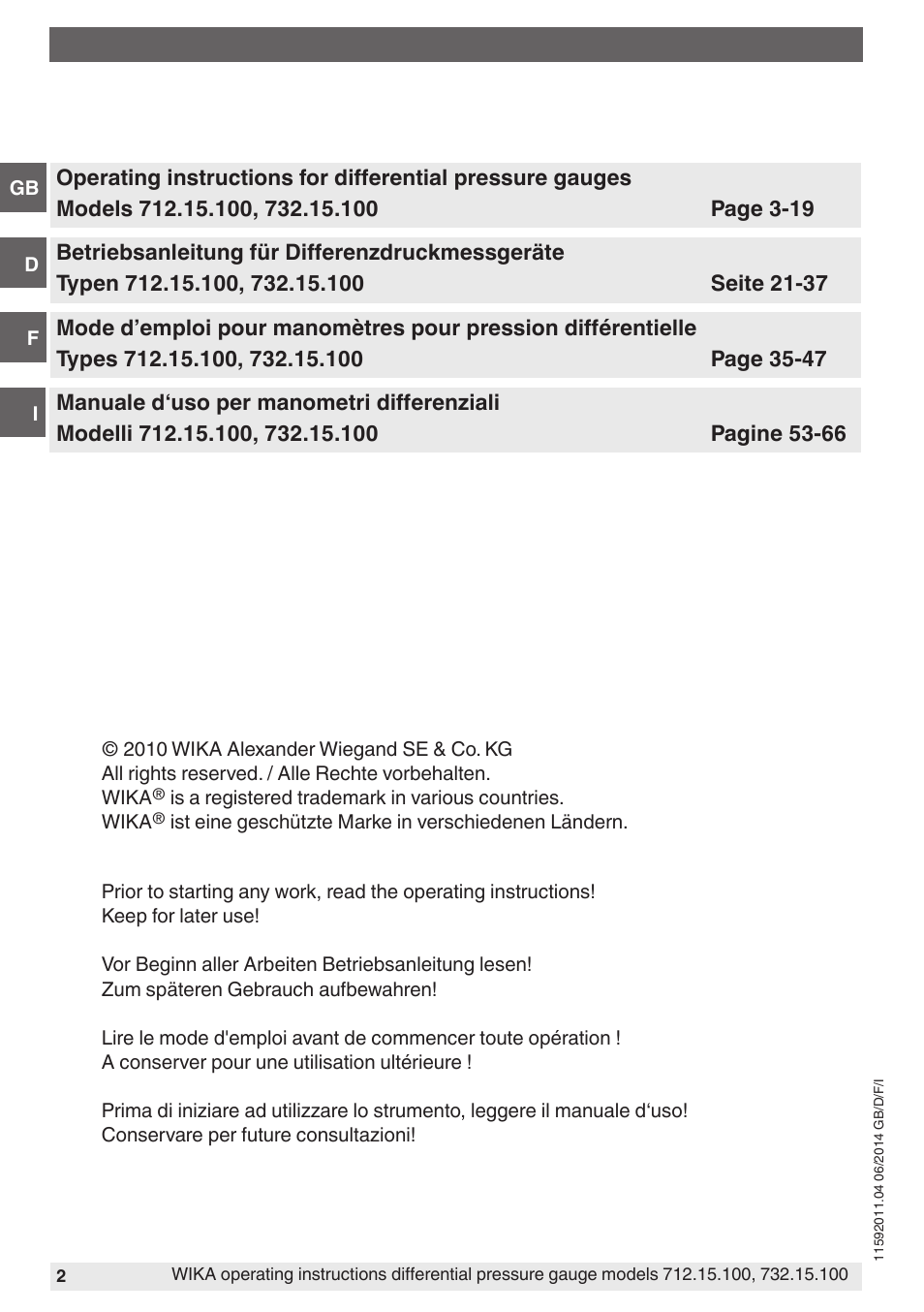 WIKA 732.15.100 User Manual | Page 2 / 68