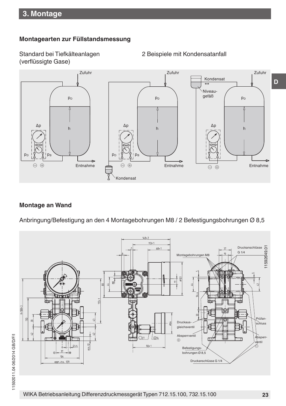 Montage | WIKA 732.15.100 User Manual | Page 23 / 68